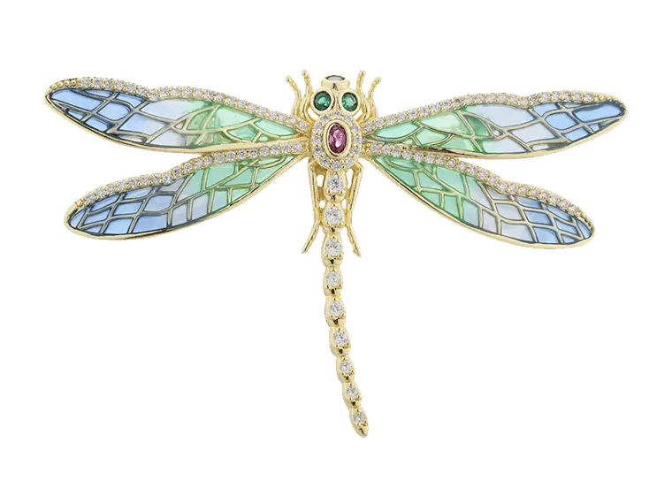 C00419 Брошка зі срібла 925 проби з емаллю та метеликом