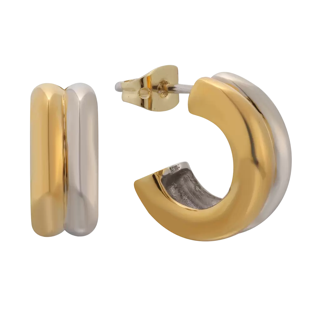 E04058K Сережка зі срібла 925 проби, двох кольорів