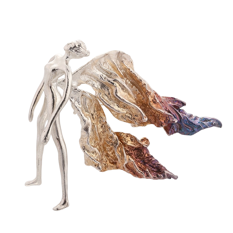 C00611 Брошка ручної роботи з ангелом у сріблі 925 проби