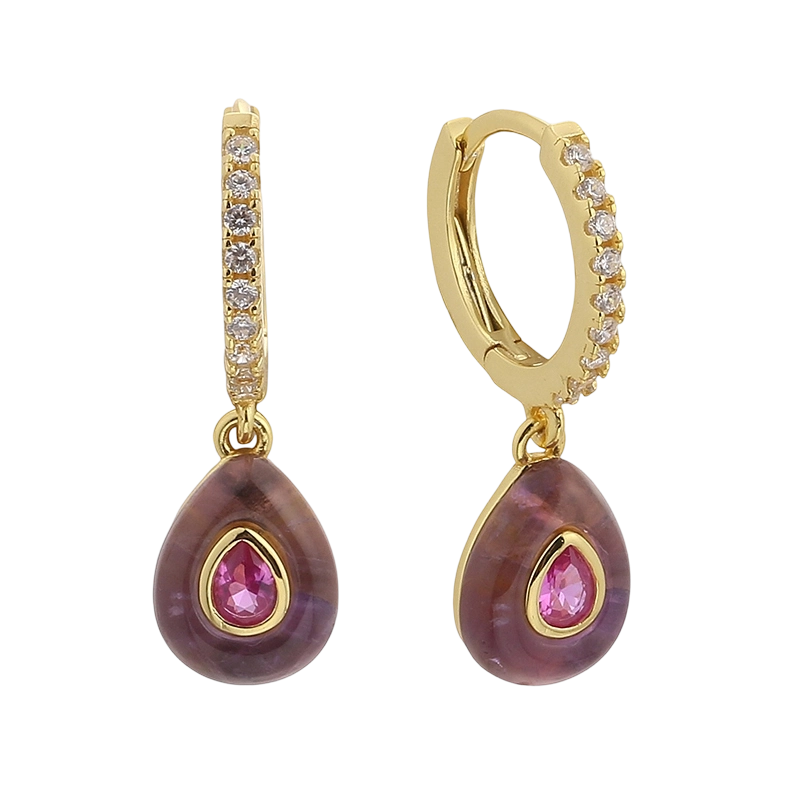 E08641A Сережка з аметистом, срібло 925 проби