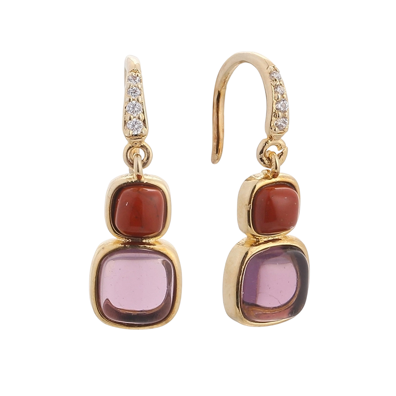 YE01818 Сережка зі срібла 925 проби з яшмою CZ