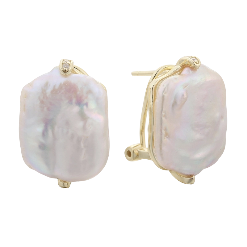 PLE07831 Срібна сережка 925 проби з перлами в стилі бароко